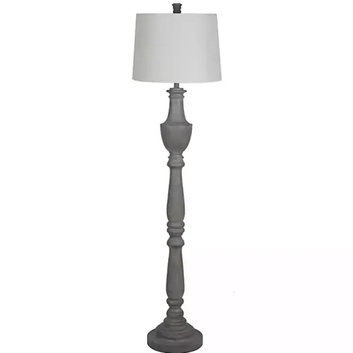 Gray Carved Urn Floor Lamp