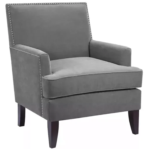 Gray Charlie Track Arm Club Accent Chair