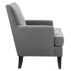 Gray Charlie Track Arm Club Accent Chair