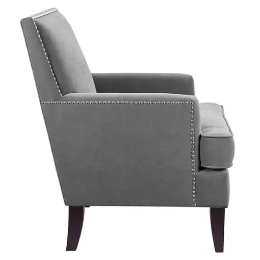 Gray Charlie Track Arm Club Accent Chair