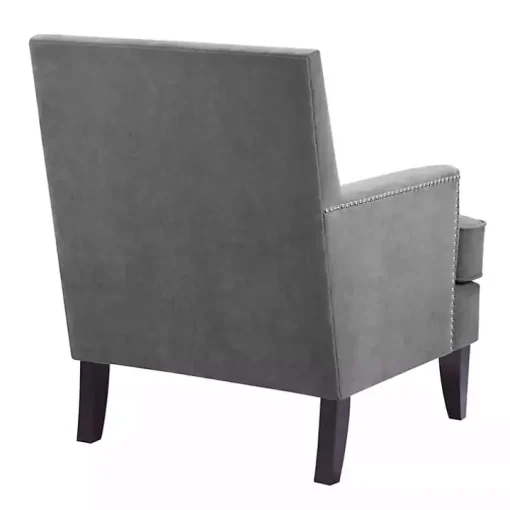 Gray Charlie Track Arm Club Accent Chair