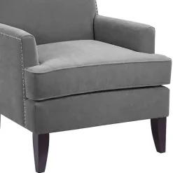 Gray Charlie Track Arm Club Accent Chair
