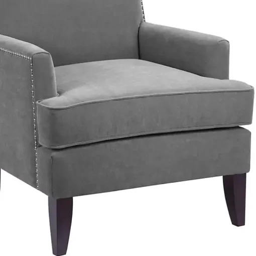 Gray Charlie Track Arm Club Accent Chair