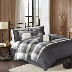 Gray Check California King 7-pc. Comforter Set