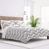 Gray Chevron Reversible 3-pc. Queen Quilt Set