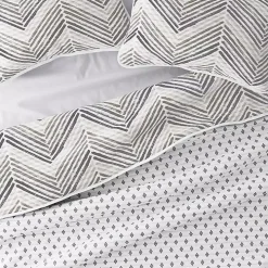 Gray Chevron Reversible 3-pc. Queen Quilt Set
