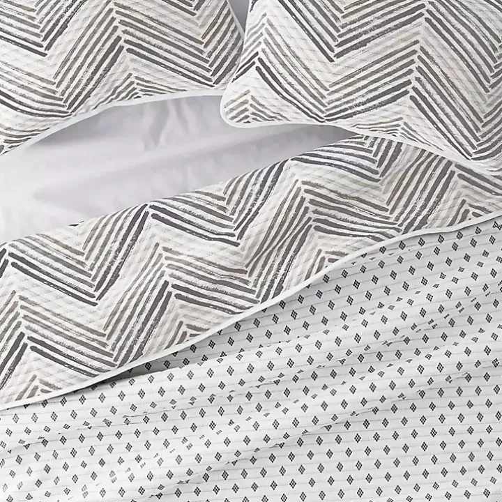 Gray Chevron Reversible 2-pc. Twin Quilt Set