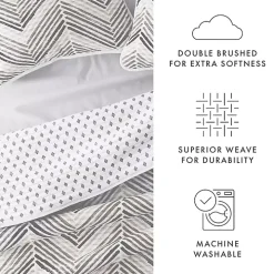 Gray Chevron Reversible 3-pc. Queen Quilt Set