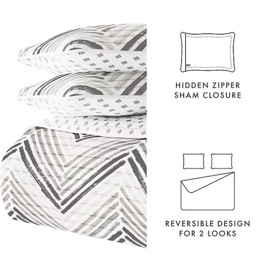Gray Chevron Reversible 3-pc. King Quilt Set