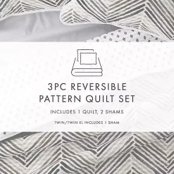 Gray Chevron Reversible 2-pc. Twin Quilt Set