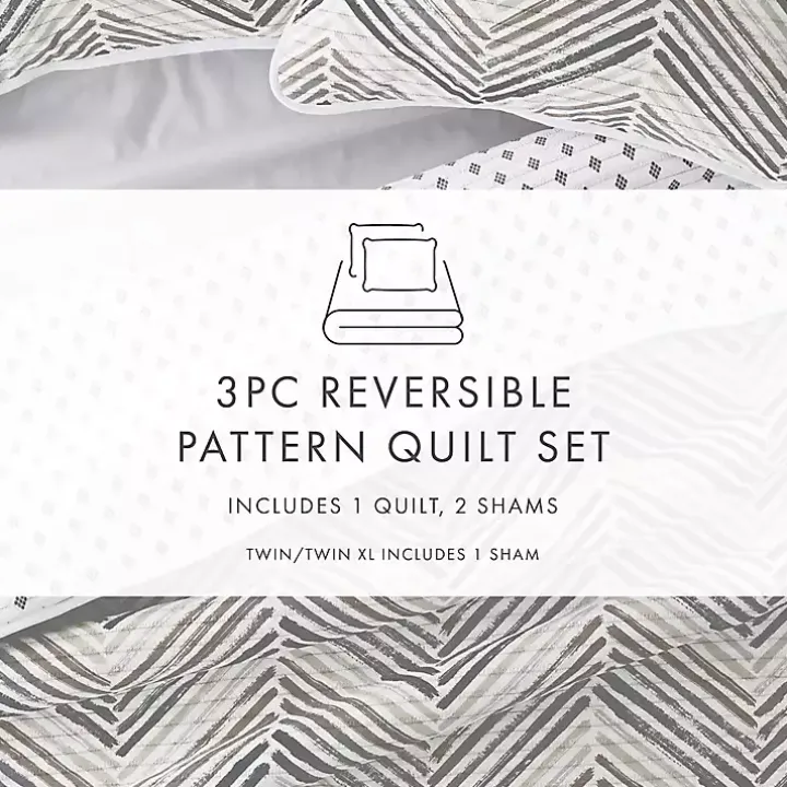 Gray Chevron Reversible 2-pc. Twin Quilt Set