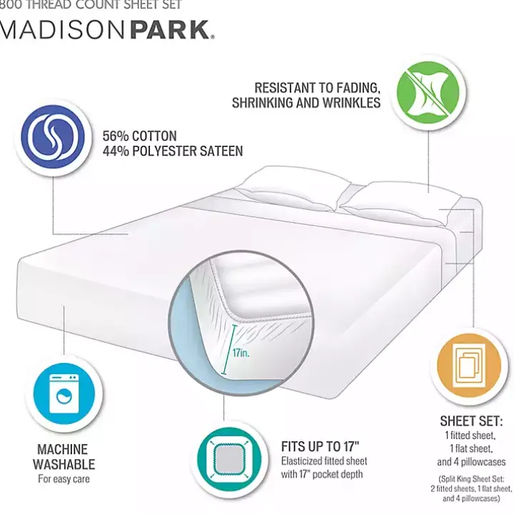 Gray Cotton Blend Sateen 6-pc. Queen Sheet Set