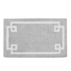 Gray Cotton Tufted Bath Mat with Border, 40 in.