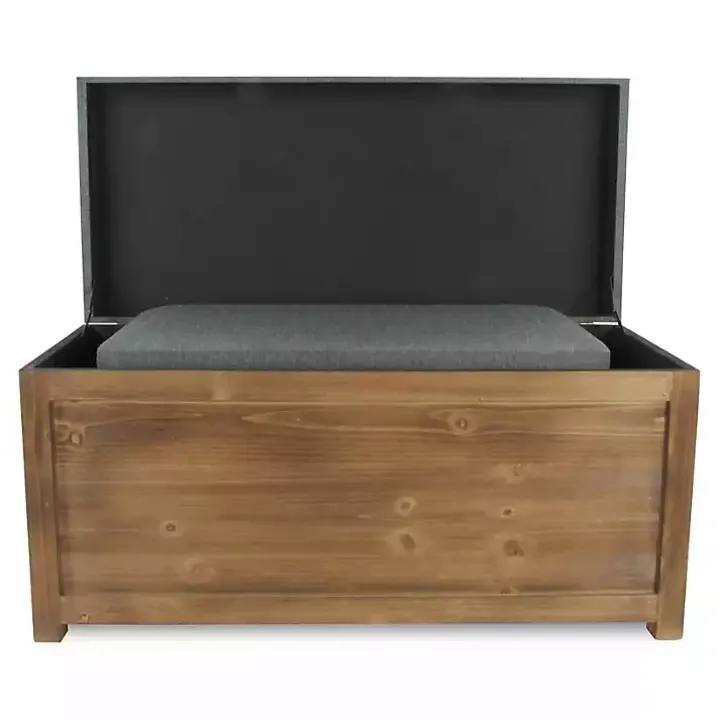 Gray Cushioned Storage Benches, Set of 2