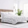 Gray Damask Reversible 3-pc. Queen Quilt Set