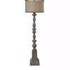 Gray Distressed Metal Encased Shade Floor Lamp
