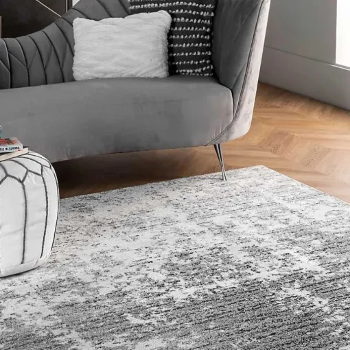 Gray Distressed Power Loomed Area Rug, 8x12