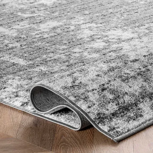 Gray Distressed Power Loomed Area Rug, 8x12
