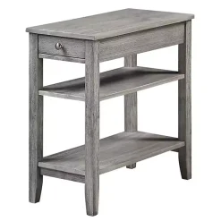 Gray Double Shelf Wood Accent Table