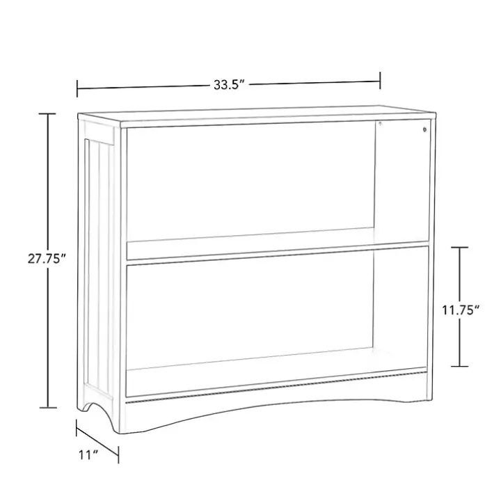 Gray Double Shelf Wooden Bookcase
