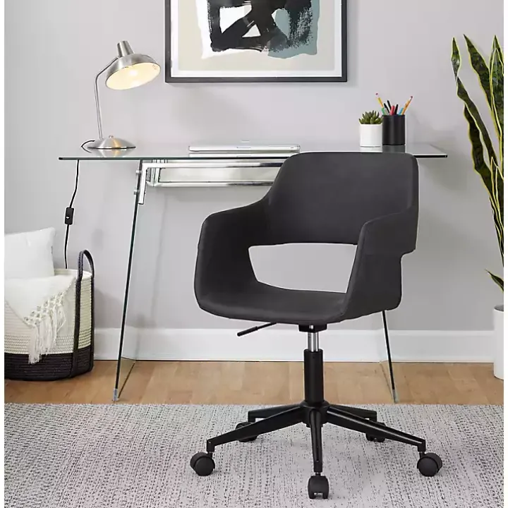 Gray Faux Leather & Black Marshall Office Chair