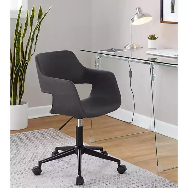 Gray Faux Leather & Black Marshall Office Chair