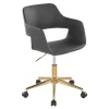 Gray Faux Leather & Gold Marshall Office Chair