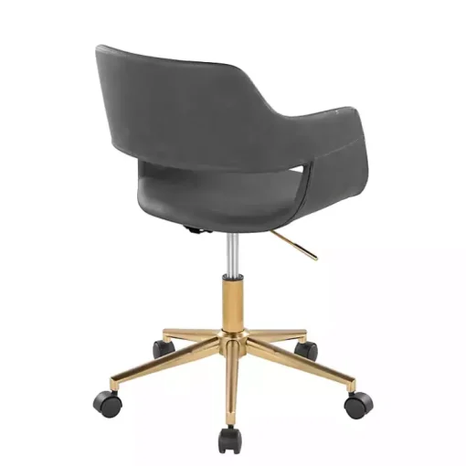 Gray Faux Leather & Gold Marshall Office Chair