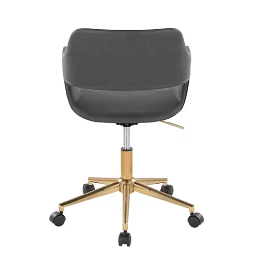 Gray Faux Leather & Gold Marshall Office Chair