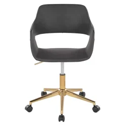 Gray Faux Leather & Gold Marshall Office Chair