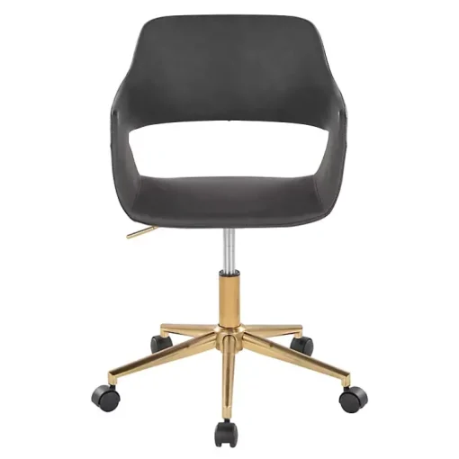 Gray Faux Leather & Gold Marshall Office Chair