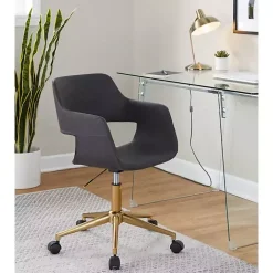 Gray Faux Leather & Gold Marshall Office Chair