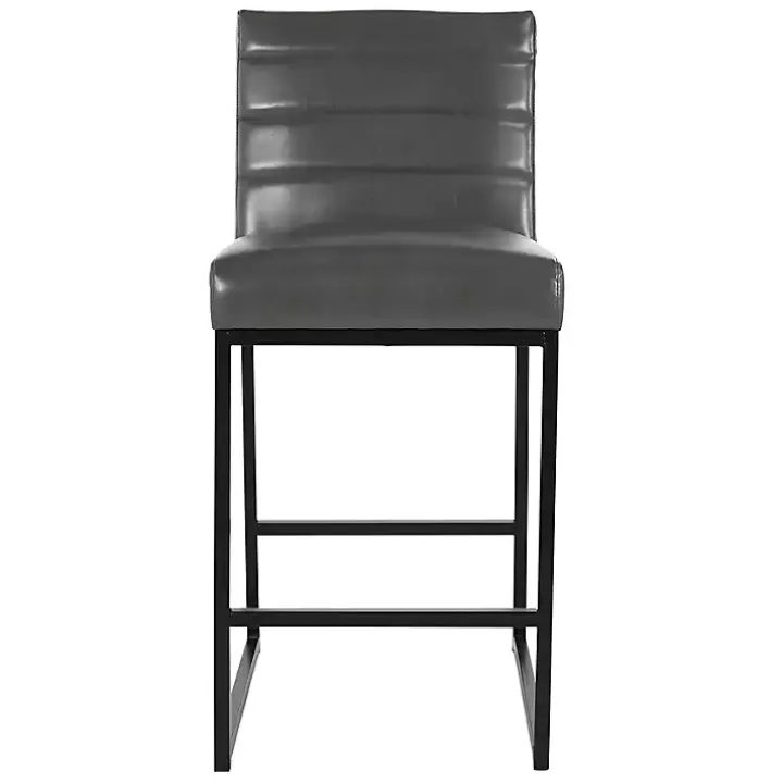 Gray Faux Leather Armless Counter Stool