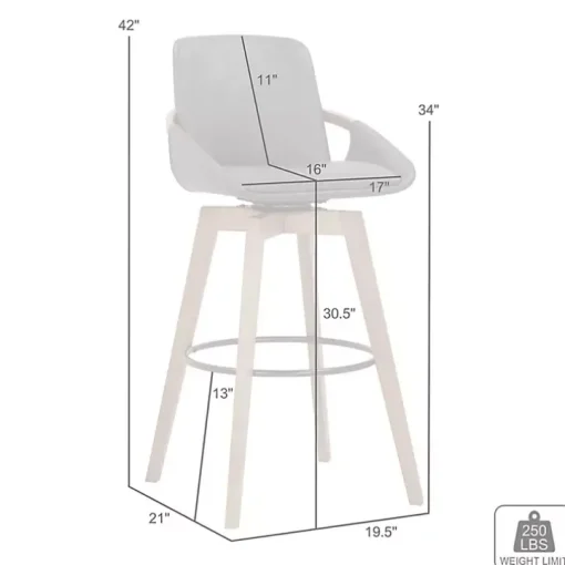 Gray Faux Leather Baylor Swivel Bar Stool