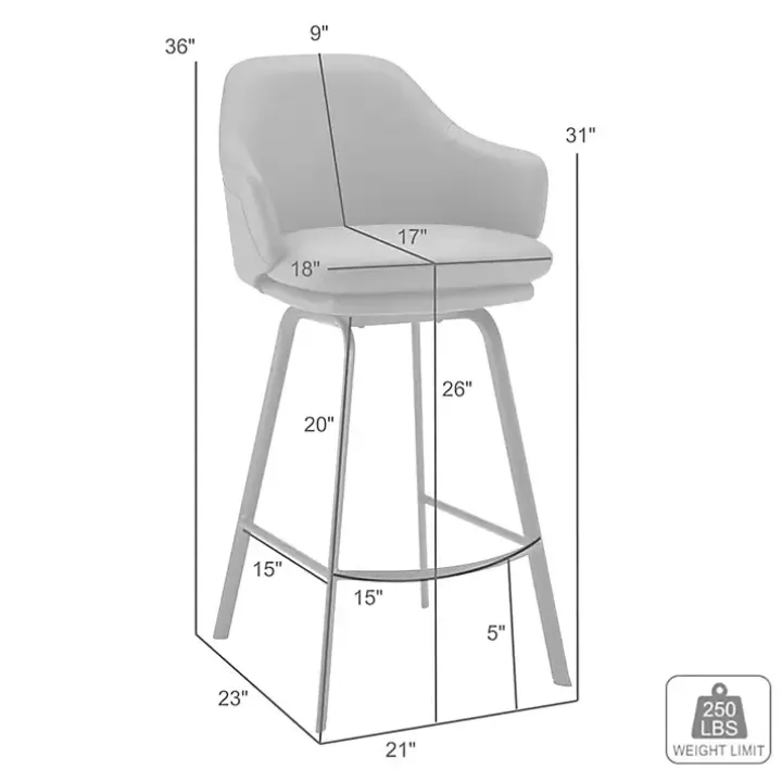Gray Faux Leather Brigden Swivel Counter Stool
