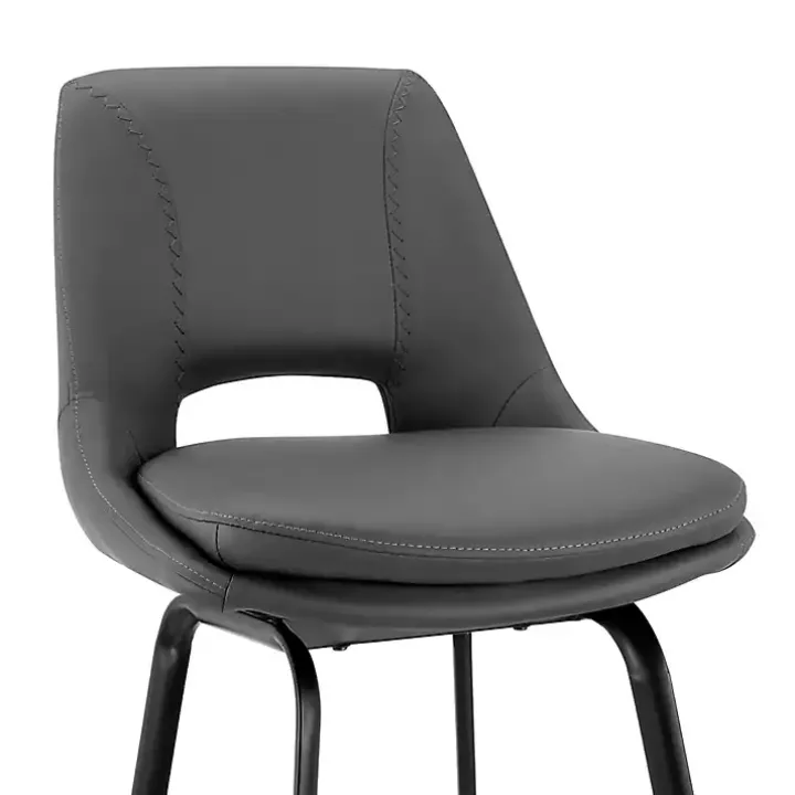 Gray Faux Leather Carise Swivel Counter Stool