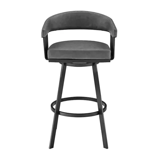Gray Faux Leather Chelsea Swivel Bar Stool