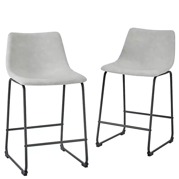 Gray Faux Leather Counter Stools, Set of 2