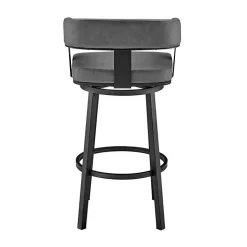 Gray Faux Leather Lorin Swivel Counter Stool