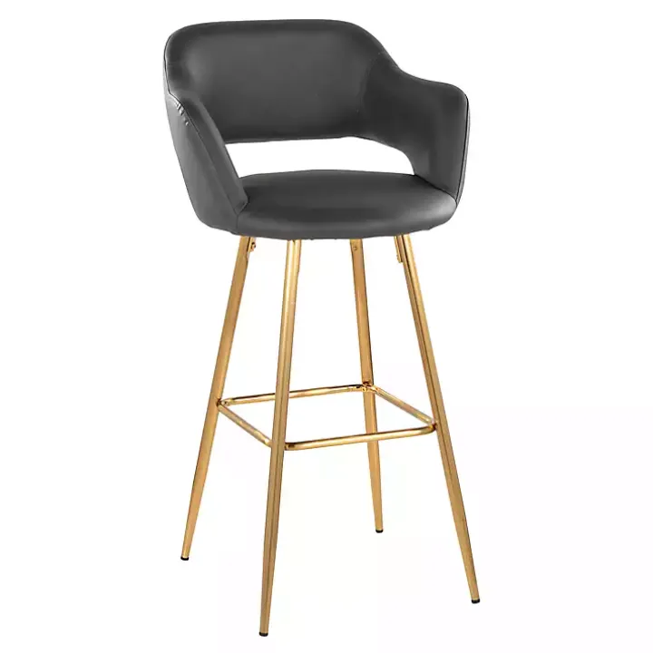 Gray Faux Leather Marge Bar Stools, Set of 2