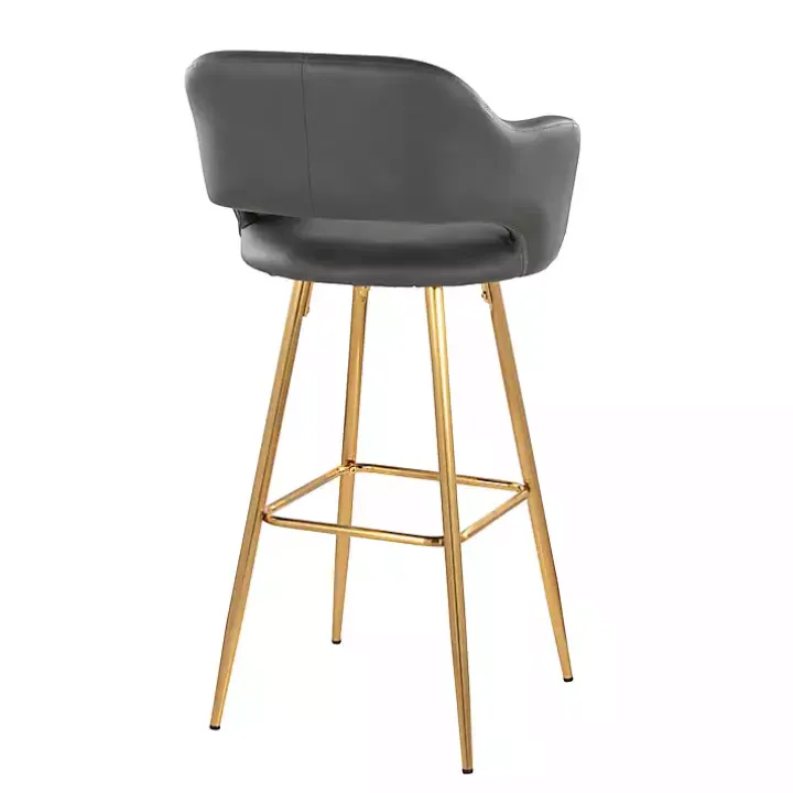 Gray Faux Leather Marge Bar Stools, Set of 2