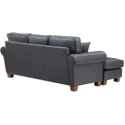 Gray Faux Leather Rolled Arm Sectional