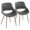 Gray Faux Leather Scooped Accent Chairs, Set of 2