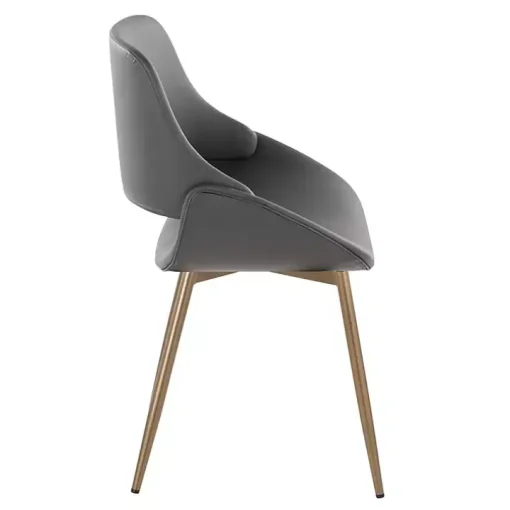 Gray Faux Leather Scooped Accent Chairs, Set of 2