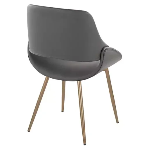 Gray Faux Leather Scooped Accent Chairs, Set of 2