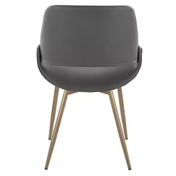 Gray Faux Leather Scooped Accent Chairs, Set of 2