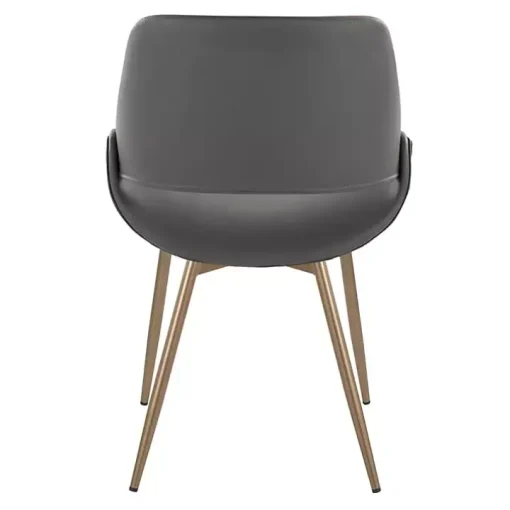 Gray Faux Leather Scooped Accent Chairs, Set of 2