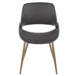 Gray Faux Leather Scooped Accent Chairs, Set of 2