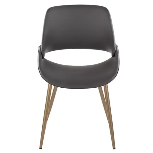 Gray Faux Leather Scooped Accent Chairs, Set of 2