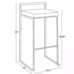 Gray Faux Leather Stackable Bar Stools, Set of 2